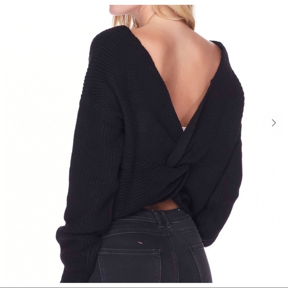 Black Adorable Sweater twist knot detail on back - Picture 4 of 4